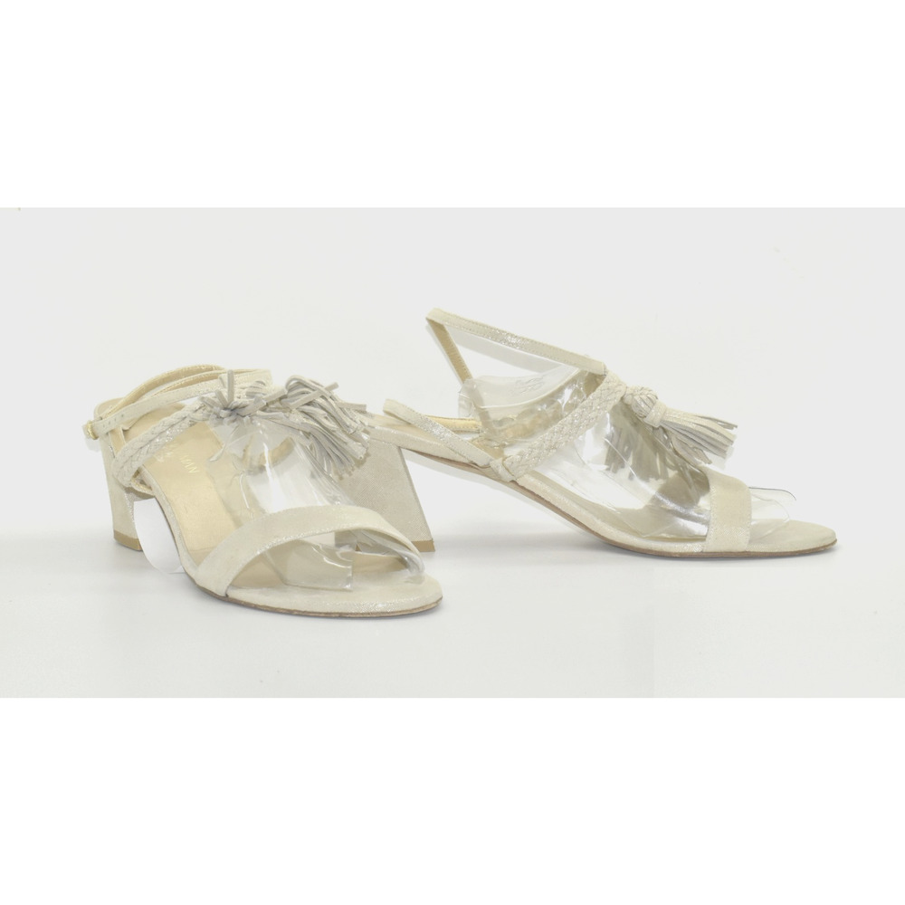 A7 Auth STUART WEITZMAN Nude Suede Braided Strap Block Heel Sandals Size 11 M - Picture 2 of 5